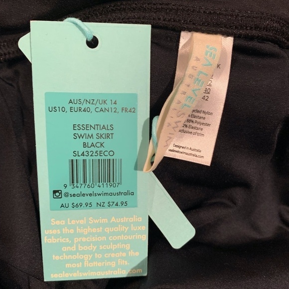 Sea Level Swim Australia Eco Essentials Swim Skirt Black size 10 NWT - Picture 4 of 5